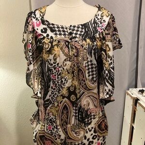 Essentials By Milano Women's Multicolor Paisley Blouse